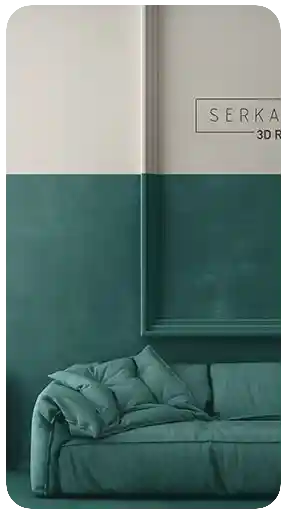 Reklam ve dijital kampanyalar için stilize edilmiş mobilya renderı