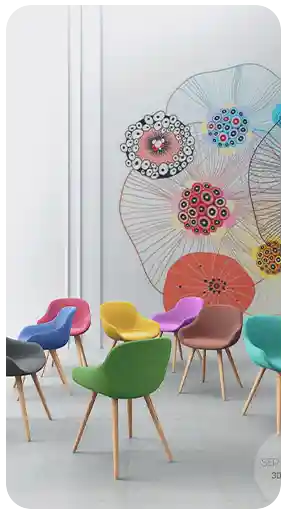 E-ticaret ve reklamcılık için fotogerçekçi 3d sandalye tasarımları